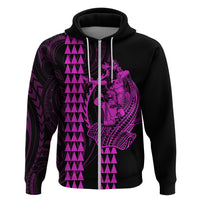 Polynesian Hoodie Hawaiian Warrior and Aloha Girl With Hammerhead Shark Tattoos Purple LT6 - Polynesian Pride