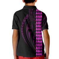Polynesian Kid Polo Shirt Hawaiian Warrior and Aloha Girl With Hammerhead Shark Tattoos Purple LT6 - Polynesian Pride