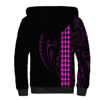 Polynesian Sherpa Hoodie Hawaiian Warrior and Aloha Girl With Hammerhead Shark Tattoos Purple LT6 - Polynesian Pride