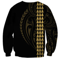 Polynesian Sweatshirt Hawaiian Warrior and Aloha Girl With Hammerhead Shark Tattoos Gold LT6 - Polynesian Pride