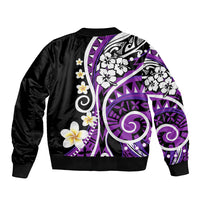 Plumeria Polynesian Bomber Jacket Trending Purple LT6 - Polynesian Pride