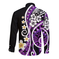 Plumeria Polynesian Long Sleeve Button Shirt Trending Purple LT6 - Polynesian Pride