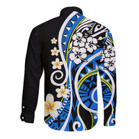 Plumeria Polynesian Long Sleeve Button Shirt Trending Blue LT6 - Polynesian Pride