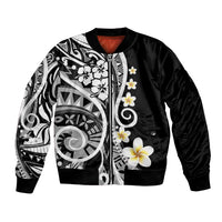 Plumeria Polynesian Bomber Jacket Trending Black LT6 Unisex Black - Polynesian Pride