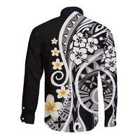 Plumeria Polynesian Long Sleeve Button Shirt Trending Black LT6 - Polynesian Pride