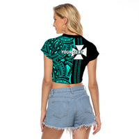 Custom Wallis and Futuna Raglan Cropped T Shirt Polynesian Tribal Green LT6 - Polynesian Pride