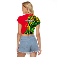 (Custom Personalised) Vanuatu Raglan Cropped T Shirt Polynesian Patterns LT6 - Polynesian Pride