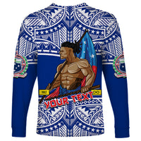 (Custom Personalised) Samoa Pride Long Sleeve Shirt Tribal Patterns Blue LT6 - Polynesian Pride