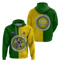 Cook Islands Hoodie Yellow Green Half Style LT6 - Polynesian Pride