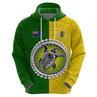 Cook Islands Hoodie Yellow Green Half Style LT6 Zip Hoodie Green - Polynesian Pride