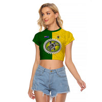 Cook Islands Raglan Cropped T Shirt Yellow-Green Half Style LT6 Female Green - Polynesian Pride