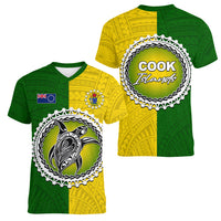 Cook Islands Women V Neck T Shirt Yellow-Green Half Style LT6 - Polynesian Pride