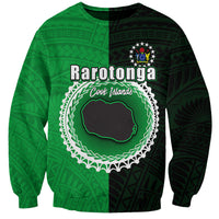 Custom Rarotonga Of Cook Islands Sweatshirt Mix Half Black LT6 Unisex Green - Polynesian Pride