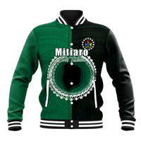 Custom Mitiaro Of Cook Islands Baseball Jacket Mix Half Black LT6 Unisex Green - Polynesian Pride