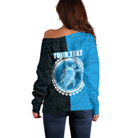 Custom Mauke Of Cook Islands Off Shoulder Sweater Mix Half Black LT6 - Polynesian Pride