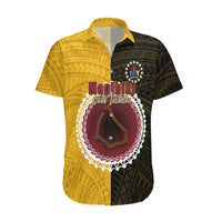 Custom Manihiki Of Cook Islands Hawaiian Shirt Mix Half Black LT6 Yellow - Polynesian Pride