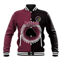Custom Mangaia Of Cook Islands Baseball Jacket Mix Half Black LT6 Unisex Maroon - Polynesian Pride