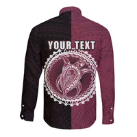 Custom Mangaia Of Cook Islands Long Sleeve Button Shirt Mix Half Black LT6 - Polynesian Pride