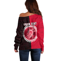 Custom Atiu Of Cook Islands Off Shoulder Sweater Mix Half Black LT6 - Polynesian Pride