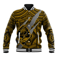 Polynesian Guam Baseball Jacket with Coat Of Arms Claws Style - Gold LT6 Unisex Gold - Polynesian Pride