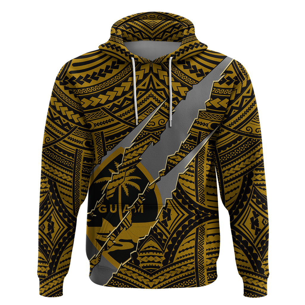 Polynesian Guam Hoodie with Coat of Arms Claws Style Gold LT6 Gold - Polynesian Pride