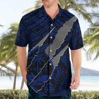 Polynesian Guam Hawaiian Shirt with Coat Of Arms Claws Style - Blue LT6 - Polynesian Pride