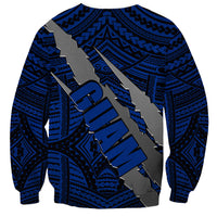 Polynesian Guam Sweatshirt with Coat Of Arms Claws Style - Blue LT6 - Polynesian Pride