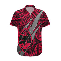 Polynesian Guam Hawaiian Shirt with Coat Of Arms Claws Style - Red LT6 Red - Polynesian Pride