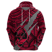 Polynesian Guam Hoodie with Coat of Arms Claws Style Red LT6 - Polynesian Pride