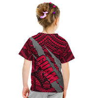 Polynesian Guam Kid T Shirt with Coat Of Arms Claws Style - Red LT6 - Polynesian Pride
