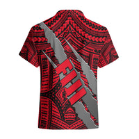 Polynesian Fiji Hawaiian Shirt with Coat Of Arms Claws Style - Red LT6 - Polynesian Pride