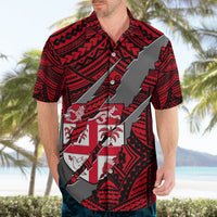 Polynesian Fiji Hawaiian Shirt with Coat Of Arms Claws Style - Red LT6 - Polynesian Pride