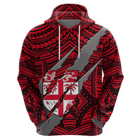 Polynesian Fiji Hoodie with Coat of Arms Claws Style Red LT6 - Polynesian Pride