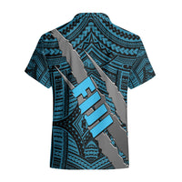 Polynesian Fiji Hawaiian Shirt with Coat Of Arms Claws Style - Blue LT6 - Polynesian Pride