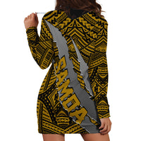 Polynesian Samoa Hoodie Dress with Coat Of Arms Claws Style - Gold LT6 - Polynesian Pride