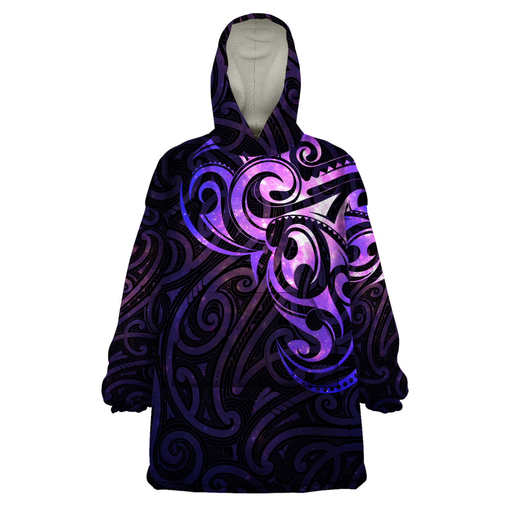 New Zealand Wearable Blanket Hoodie Maori Matariki Galaxy Sky Purple LT6 One Size Purple - Polynesian Pride
