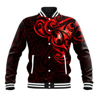 New Zealand Baseball Jacket Maori Matariki Galaxy Sky Red LT6 Unisex Red - Polynesian Pride