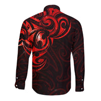 New Zealand Long Sleeve Button Shirt Maori Matariki Galaxy Sky Red LT6 - Polynesian Pride
