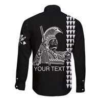 Custom Hawaii Long Sleeve Button Shirt King Kamehameha Day - White LT6 - Polynesian Pride