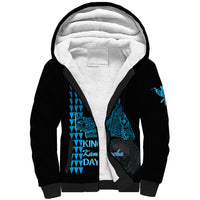 Custom Hawaii Sherpa Hoodie King Kamehameha Day - Blue LT6 Unisex Blue - Polynesian Pride