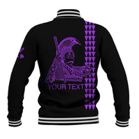 Custom Hawaii Baseball Jacket King Kamehameha Day - Purple LT6 - Polynesian Pride