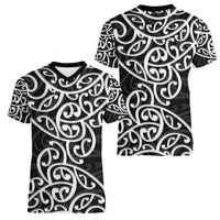 New Zealand Women V Neck T Shirt Maori Pattern White LT6 - Polynesian Pride