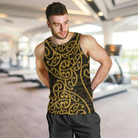 New Zealand Men Tank Top Maori Pattern Gold LT6 - Polynesian Pride