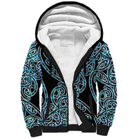 New Zealand Sherpa Hoodie Maori Pattern Papua Shell LT6 Unisex Green - Polynesian Pride
