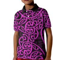 New Zealand Kid Polo Shirt Maori Pattern Purple LT6 Kid Purple - Polynesian Pride