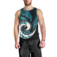 New Zealand Men Tank Top Maori With Silver Fern Papua Shell Green Ver.2 LT6 - Polynesian Pride