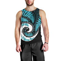 New Zealand Men Tank Top Maori With Silver Fern Light Blue LT6 - Polynesian Pride