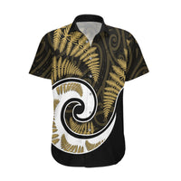 New Zealand Hawaiian Shirt Maori With Silver Fern Gold LT6 Gold - Polynesian Pride