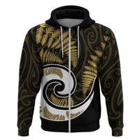 New Zealand Hoodie Maori With Silver Fern Gold LT6 - Polynesian Pride