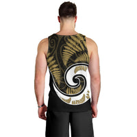 New Zealand Men Tank Top Maori With Silver Fern Gold LT6 - Polynesian Pride